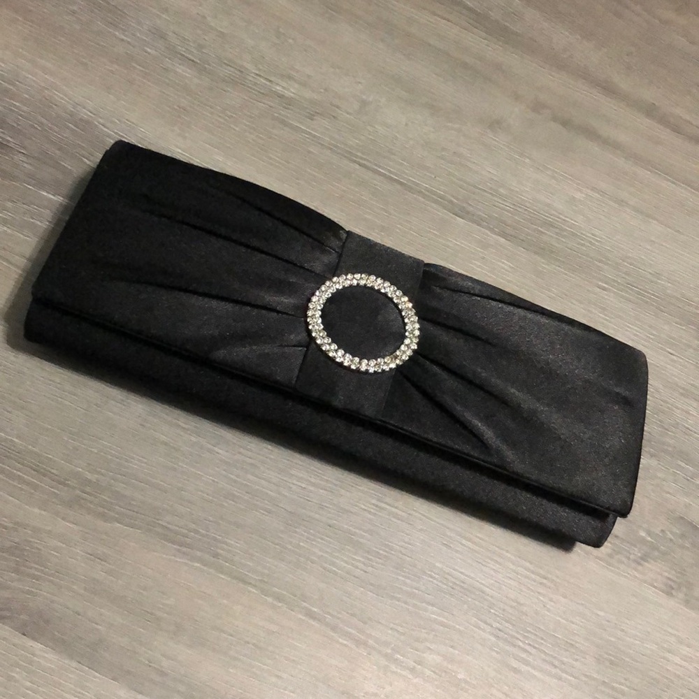 Black clutch with rhinestones